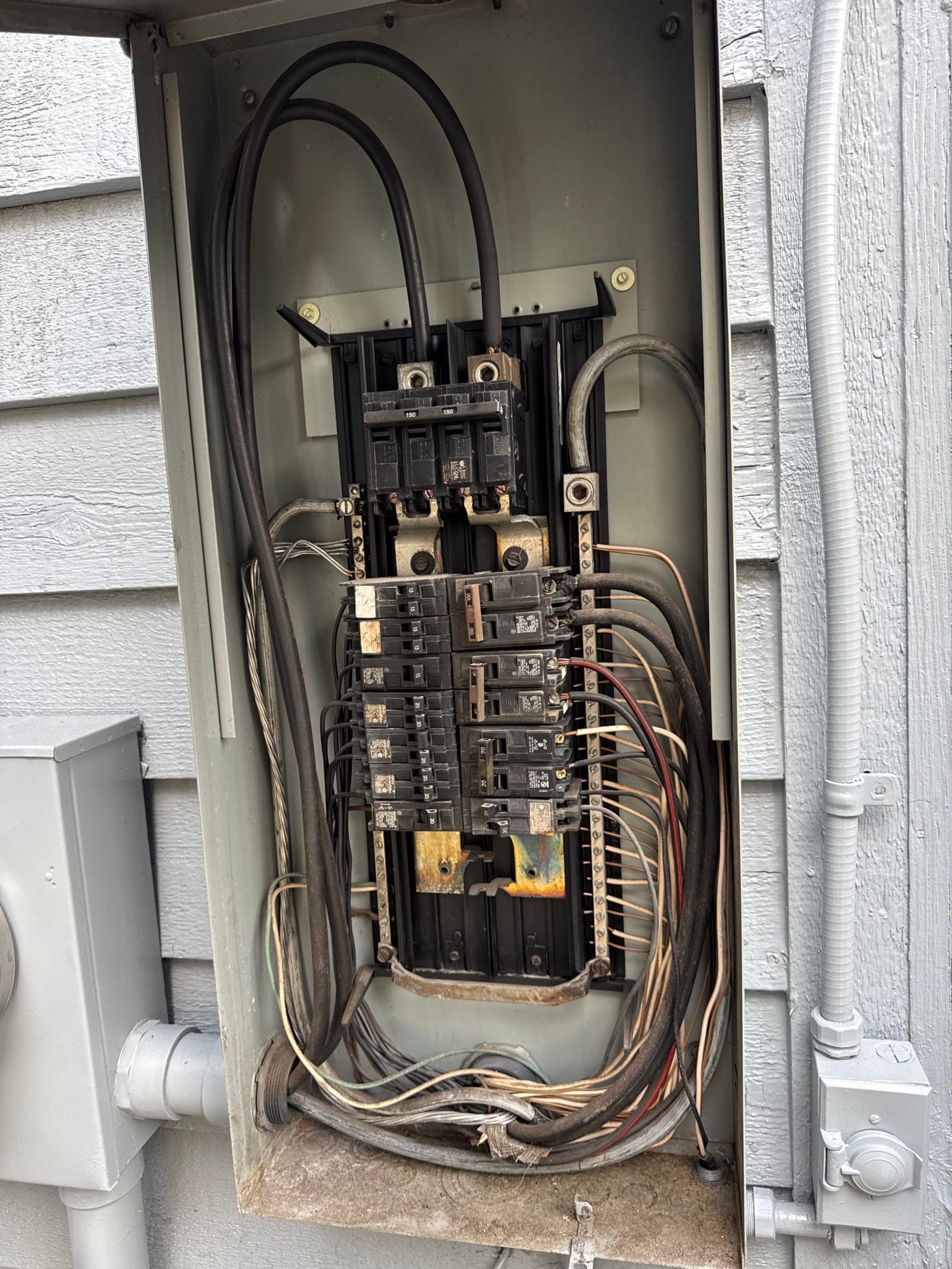 The inside of an electrical panel documented before the work on an Outlet/GFCI-Repair/Replace job in Altamonte Springs, FL.