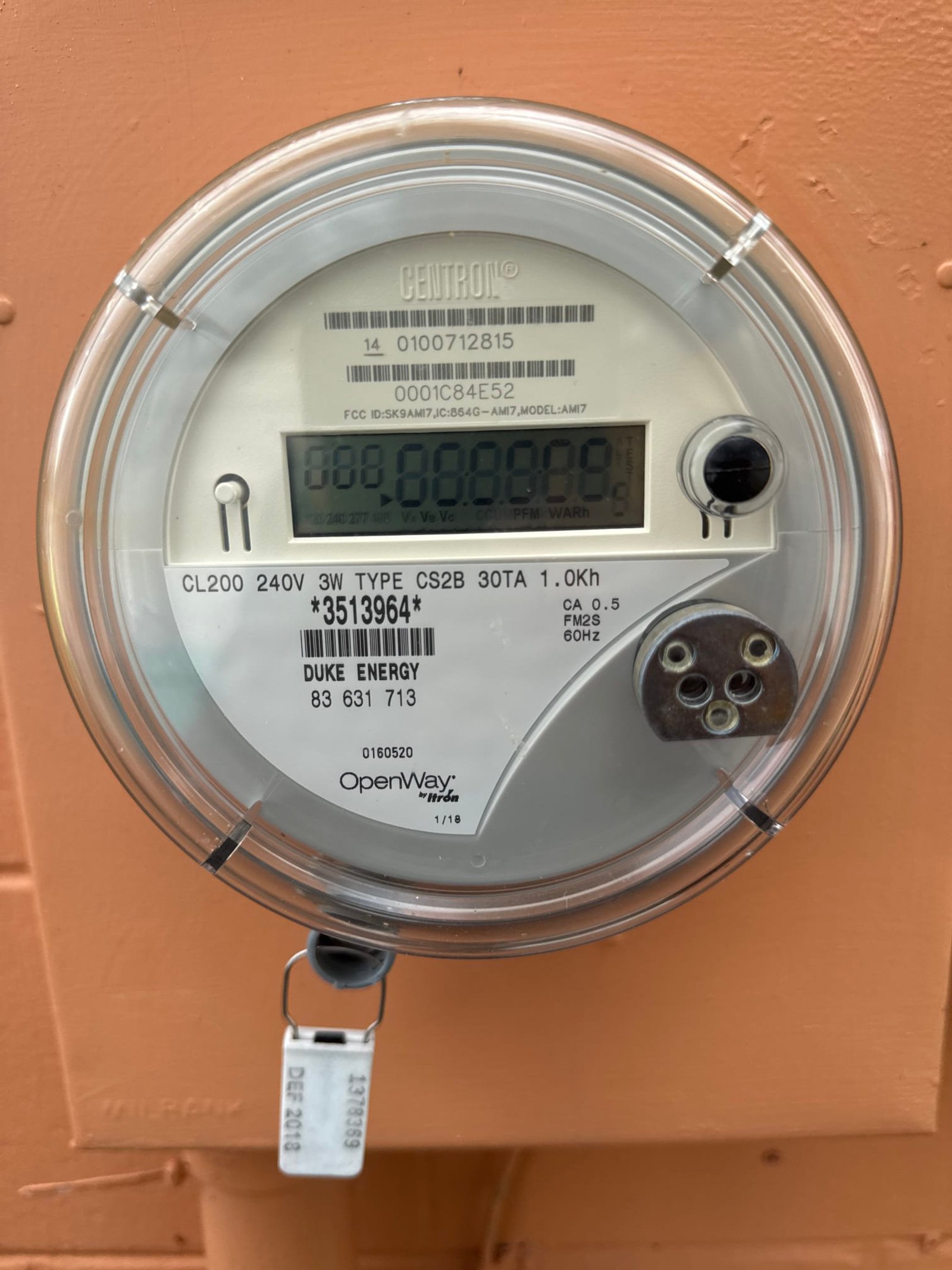 Meter documented on a Panel Service/Repair job in Orlando, FL.