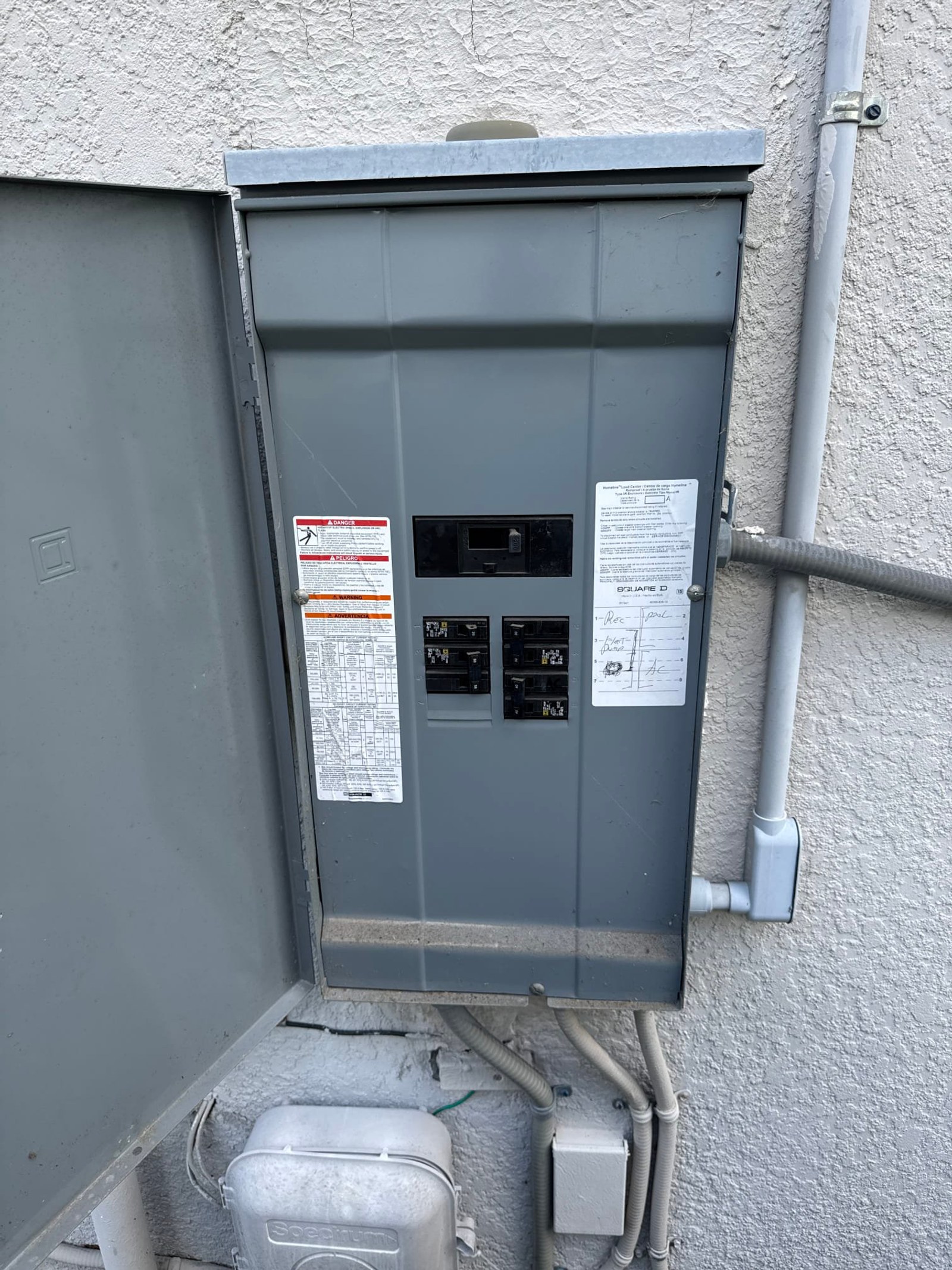The electrical panel cabinet documented on a Pool Wiring job in Oviedo, FL.